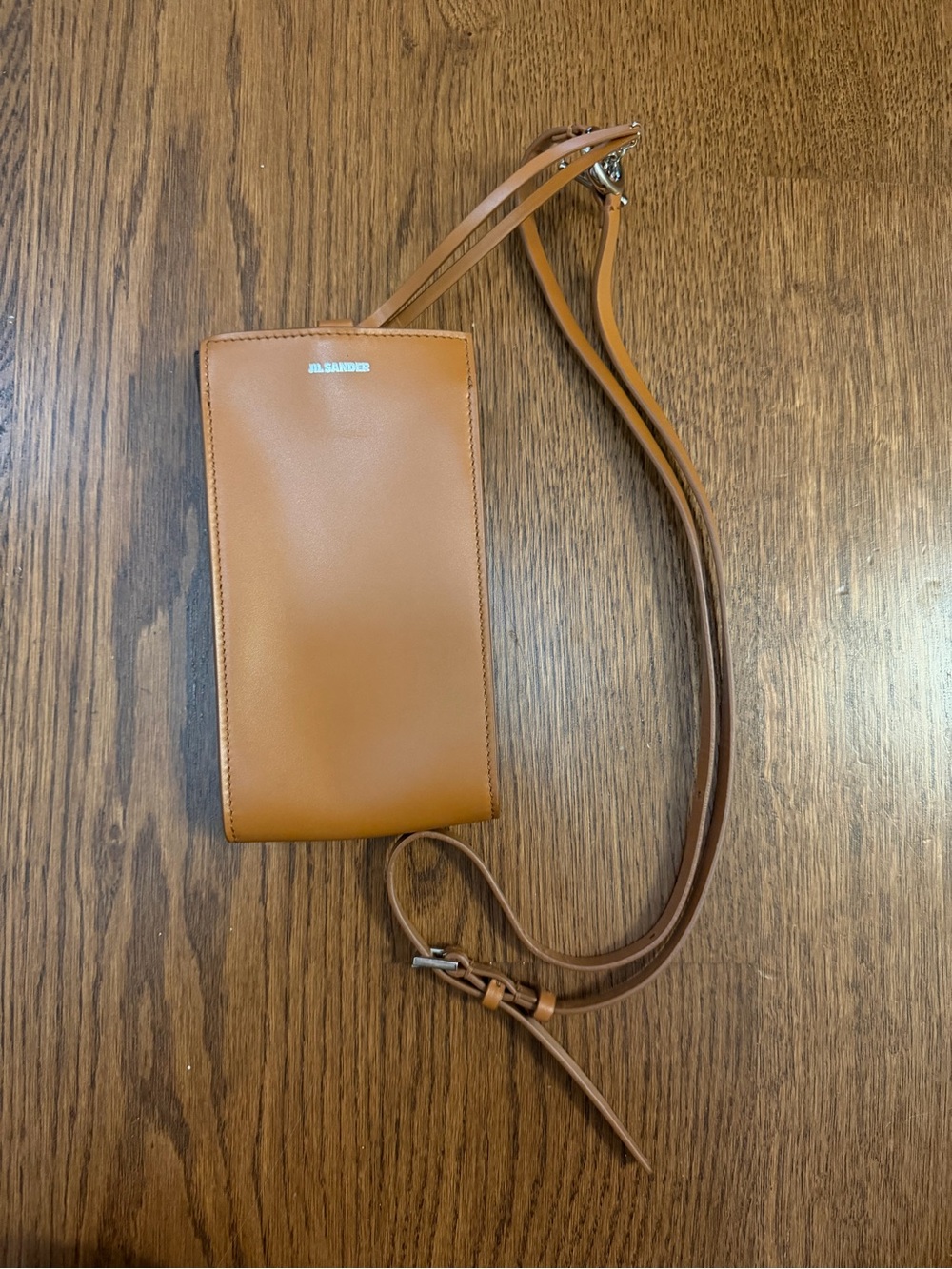 NEW Jim Sander Tan Leather Crossbody Pouch with Adjustable Strap